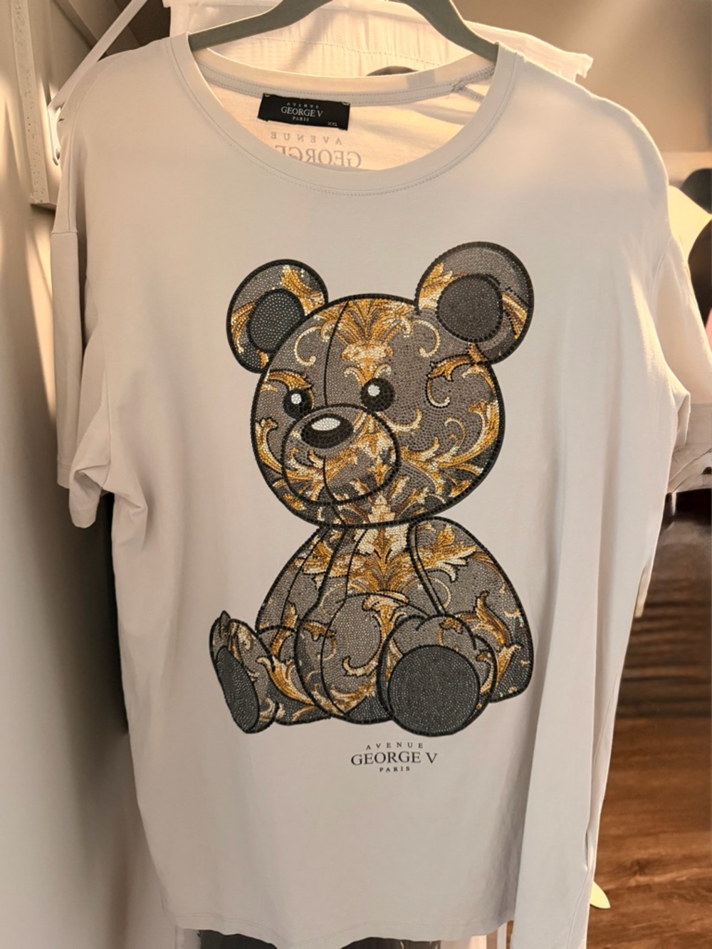 George V Paris gray Tee and shorts with Gold & Gray Teddy Graphic